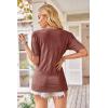 image:imageArachampCloz Womens Lightweight Fall Sweater Tops Casual Short Sleeve Blouses ShirtsAzdusty Red