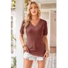 image:imageArachampCloz Womens Lightweight Fall Sweater Tops Casual Short Sleeve Blouses ShirtsAzdusty Red