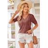 image:imageArachampCloz Womens Lightweight Fall Sweater Tops Casual Short Sleeve Blouses ShirtsAzdusty Red