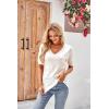 image:imageArachampCloz Womens Lightweight Fall Sweater Tops Casual Short Sleeve Blouses ShirtsAzoff White