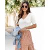 image:imageArachampCloz Womens Lightweight Fall Sweater Tops Casual Short Sleeve Blouses ShirtsAzoff White