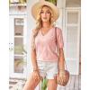 image:imageArachampCloz Womens Lightweight Fall Sweater Tops Casual Short Sleeve Blouses ShirtsAzpink