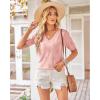 image:imageArachampCloz Womens Lightweight Fall Sweater Tops Casual Short Sleeve Blouses ShirtsAzpink