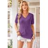 image:imageArachampCloz Womens Lightweight Fall Sweater Tops Casual Short Sleeve Blouses ShirtsAzpurple