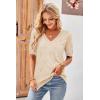 image:imageArachampCloz Womens Lightweight Fall Sweater Tops Casual Short Sleeve Blouses ShirtsBapricot