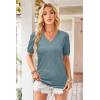 image:imageArachampCloz Womens Lightweight Fall Sweater Tops Casual Short Sleeve Blouses ShirtsBgrey Blue