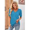 image:imageArachampCloz Womens Lightweight Fall Sweater Tops Casual Short Sleeve Blouses ShirtsBlake Blue