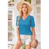 image:imageArachampCloz Womens Lightweight Fall Sweater Tops Casual Short Sleeve Blouses ShirtsBlake Blue