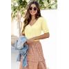 image:imageArachampCloz Womens Lightweight Fall Sweater Tops Casual Short Sleeve Blouses ShirtsBlight Yellow