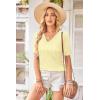 image:imageArachampCloz Womens Lightweight Fall Sweater Tops Casual Short Sleeve Blouses ShirtsBlight Yellow