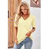 image:imageArachampCloz Womens Lightweight Fall Sweater Tops Casual Short Sleeve Blouses ShirtsBlight Yellow