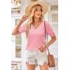 image:imageArachampCloz Womens Lightweight Fall Sweater Tops Casual Short Sleeve Blouses ShirtsBpink