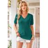 image:imageArachampCloz Womens Lightweight Fall Sweater Tops Casual Short Sleeve Blouses ShirtsGreen 03