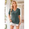 image:imageArachampCloz Womens Lightweight Fall Sweater Tops Casual Short Sleeve Blouses ShirtsGrey Green