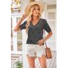 image:imageArachampCloz Womens Lightweight Fall Sweater Tops Casual Short Sleeve Blouses ShirtsHeather Grey