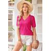 image:imageArachampCloz Womens Lightweight Fall Sweater Tops Casual Short Sleeve Blouses ShirtsHot Pink