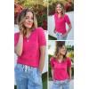 image:imageArachampCloz Womens Lightweight Fall Sweater Tops Casual Short Sleeve Blouses ShirtsHot Pink