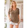 image:imageArachampCloz Womens Lightweight Fall Sweater Tops Casual Short Sleeve Blouses ShirtsKhaki