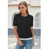 image:imageArachampCloz Womens Summer Fall Lightweight Tops Short Sleeve Dressy BlouseBlackwhite