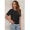 image:imageArachampCloz Womens Summer Fall Lightweight Tops Short Sleeve Dressy BlouseBlackwhite