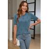 image:imageArachampCloz Womens Summer Fall Lightweight Tops Short Sleeve Dressy BlouseDusty Blue