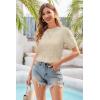 image:imageArachampCloz Womens Summer Fall Lightweight Tops Short Sleeve Dressy BlouseLight Apricot