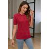 image:imageArachampCloz Womens Summer Fall Lightweight Tops Short Sleeve Dressy BlouseRed