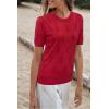 image:imageArachampCloz Womens Summer Fall Lightweight Tops Short Sleeve Dressy BlouseRed