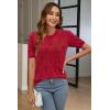 image:imageArachampCloz Womens Summer Fall Lightweight Tops Short Sleeve Dressy BlouseRed