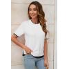 image:imageArachampCloz Womens Summer Fall Lightweight Tops Short Sleeve Dressy BlouseWhiteblack