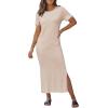 image:imageArachampCloz Womens Wool Blend Lightweight Spring Casual T Shirts Maxi Dress 2026Apricot
