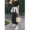 image:imageArachampCloz Womens Wool Blend Lightweight Spring Casual T Shirts Maxi Dress 2026Black