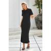 image:imageArachampCloz Womens Wool Blend Lightweight Spring Casual T Shirts Maxi Dress 2026Black