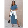 image:imageArachampCloz Womens Wool Blend Lightweight Spring Casual T Shirts Maxi Dress 2026Dusty Blue