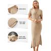 image:imageArachampCloz Womens Wool Blend Lightweight Spring Casual T Shirts Maxi Dress 2026Kahki