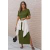 image:imageArachampCloz Womens Wool Blend Lightweight Spring Casual T Shirts Maxi Dress 2026Olive Green
