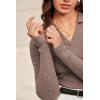 image:imageArachampCloz Womens Wool Blend Polo Sweater Shirt Business Casual Slim Fitted Fall Tops 2025Coffee