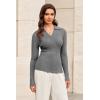 image:imageArachampCloz Womens Wool Blend Polo Sweater Shirt Business Casual Slim Fitted Fall Tops 2025Gray