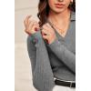 image:imageArachampCloz Womens Wool Blend Polo Sweater Shirt Business Casual Slim Fitted Fall Tops 2025Gray