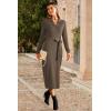 image:imageArachampCloz Womens Wool Blend Side Slit Polo Sweater Dresses 2025 Fall Business Casual OutfitsBrown Coffee