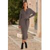 image:imageArachampCloz Womens Wool Blend Side Slit Polo Sweater Dresses 2025 Fall Business Casual OutfitsCoffee