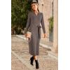 image:imageArachampCloz Womens Wool Blend Side Slit Polo Sweater Dresses 2025 Fall Business Casual OutfitsCoffee