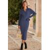 image:imageArachampCloz Womens Wool Blend Side Slit Polo Sweater Dresses 2025 Fall Business Casual OutfitsDark Blue
