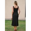 image:imageArachampCloz Womens Wool Blend Square Neck Tie Waist Pleated Summer Sweater Dress 2026Black