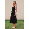 image:imageArachampCloz Womens Wool Blend Square Neck Tie Waist Pleated Summer Sweater Dress 2026Black