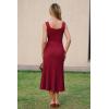 image:imageArachampCloz Womens Wool Blend Square Neck Tie Waist Pleated Summer Sweater Dress 2026Burgundy