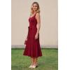 image:imageArachampCloz Womens Wool Blend Square Neck Tie Waist Pleated Summer Sweater Dress 2026Burgundy