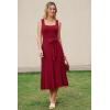 image:imageArachampCloz Womens Wool Blend Square Neck Tie Waist Pleated Summer Sweater Dress 2026Burgundy