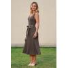 image:imageArachampCloz Womens Wool Blend Square Neck Tie Waist Pleated Summer Sweater Dress 2026Coffee