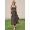 image:imageArachampCloz Womens Wool Blend Square Neck Tie Waist Pleated Summer Sweater Dress 2026Coffee